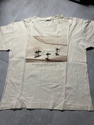 Camiseta Pull and Bear Beige Talla S Surf