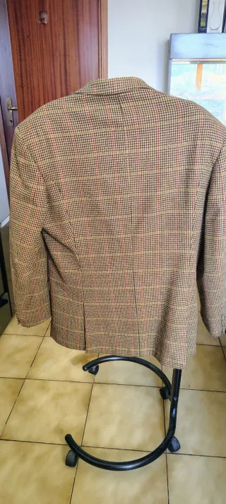 Giacca vintage a quadri marrone multicolore