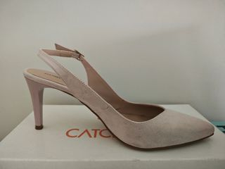Zapatos tacón Daniela Vega rosa empolvado de piel