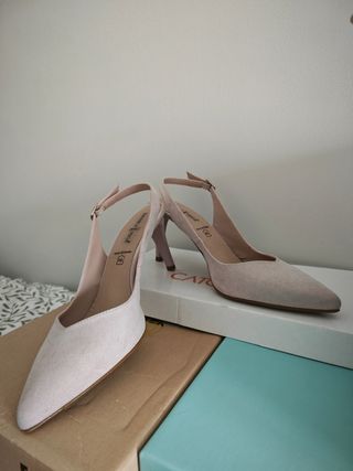 Zapatos tacón Daniela Vega rosa empolvado de piel