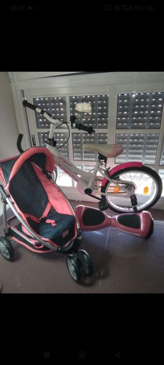 Bicicleta, Cochecito y Hoverboard Rosa