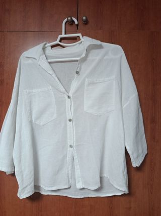 Camisa de algodón blanca mujer