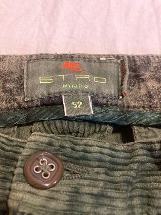Pantaloni Etro in velluto verde taglia 52 italiana