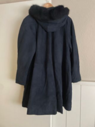 Chaquetón de piel azul mujer