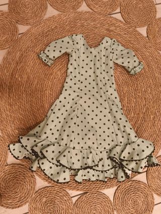 Madre e hija flamenca Verde Menta Lunares Negros