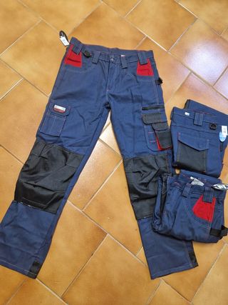 3 Pantaloni da lavoro tg 50 blu/rossi