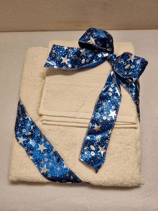 Set bagno asciugamano + ospite bianco panna