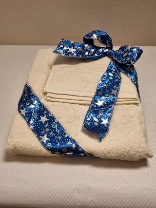 Set bagno asciugamano + ospite bianco panna