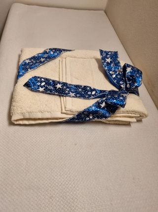 Set bagno asciugamano + ospite bianco panna