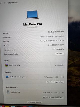 MacBook Pro 15” 2019 1TB Intel Core i9