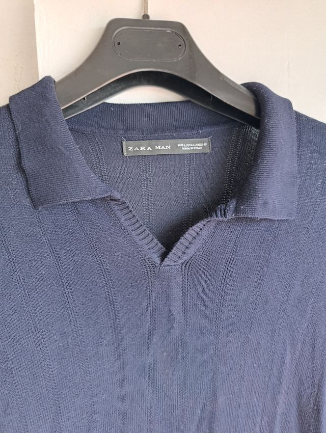 Polo Zara Hombre Azul Marino