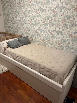 Cama nido beige y blanco + 2 colchones
