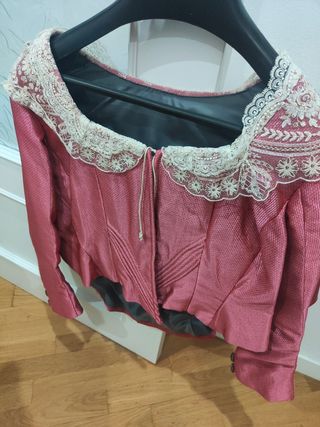 Corpiño Fallera Rosa con Encaje Blanco
