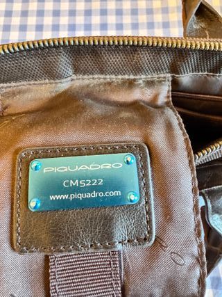 Maletín Piquadro Piel y Nylon Marrón