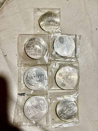 Colección 7 monedas plata 2000 pesetas