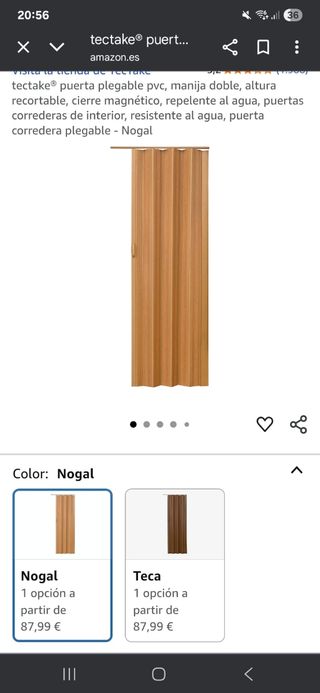 Puerta plegable Nogal PVC