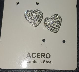 Pendientes Corazón Brillantes Plata