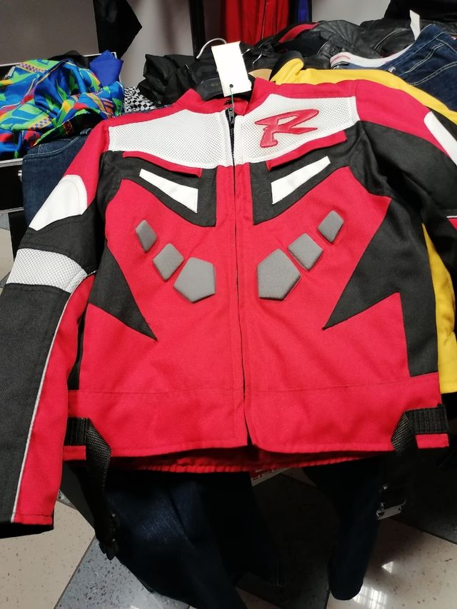 Giacca da moto per ragazzi rossa e nera