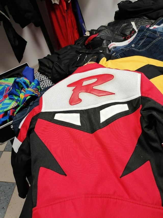 Giacca da moto per ragazzi rossa e nera