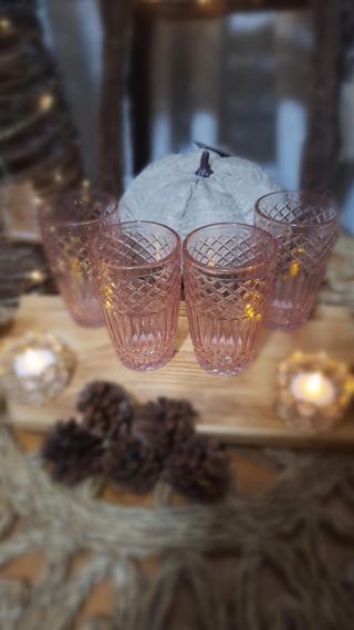 Vasos tallados rosas de cristal