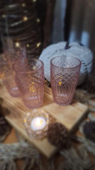 Vasos tallados rosas de cristal