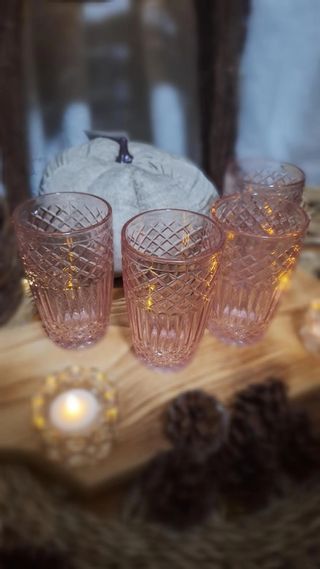 Vasos tallados rosas de cristal