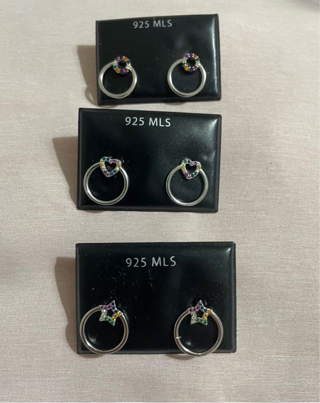 Pendientes Aro Plata Multicolor con formas
