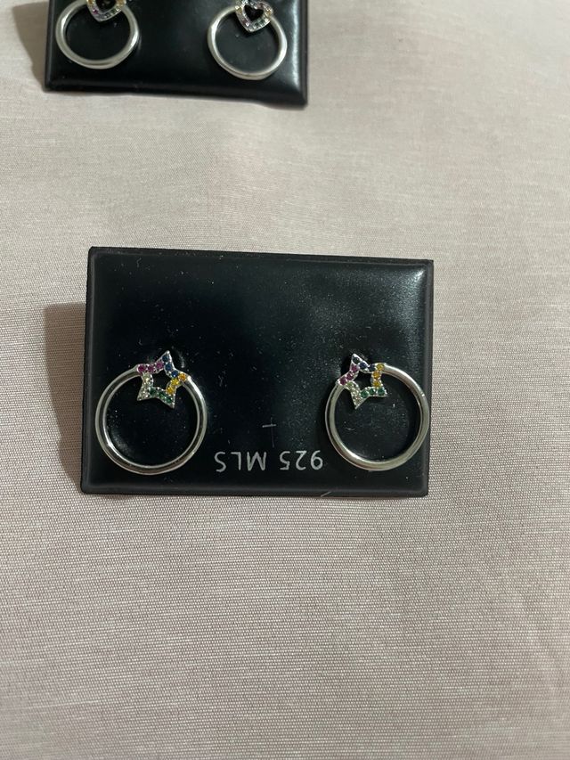 Pendientes Aro Plata Multicolor con formas