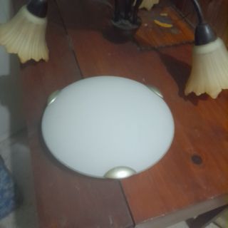 Lámpara de techo ovalada blanca y plateada