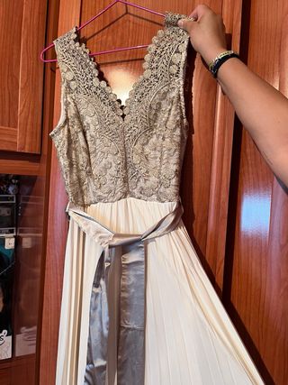 Vestido de fiesta/novia dorado y blanco