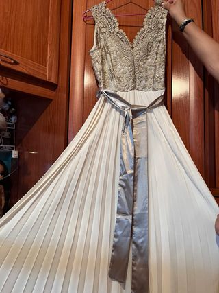 Vestido de fiesta/novia dorado y blanco