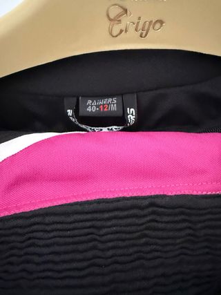 traje de cordura  moto Raiders negra y rosa