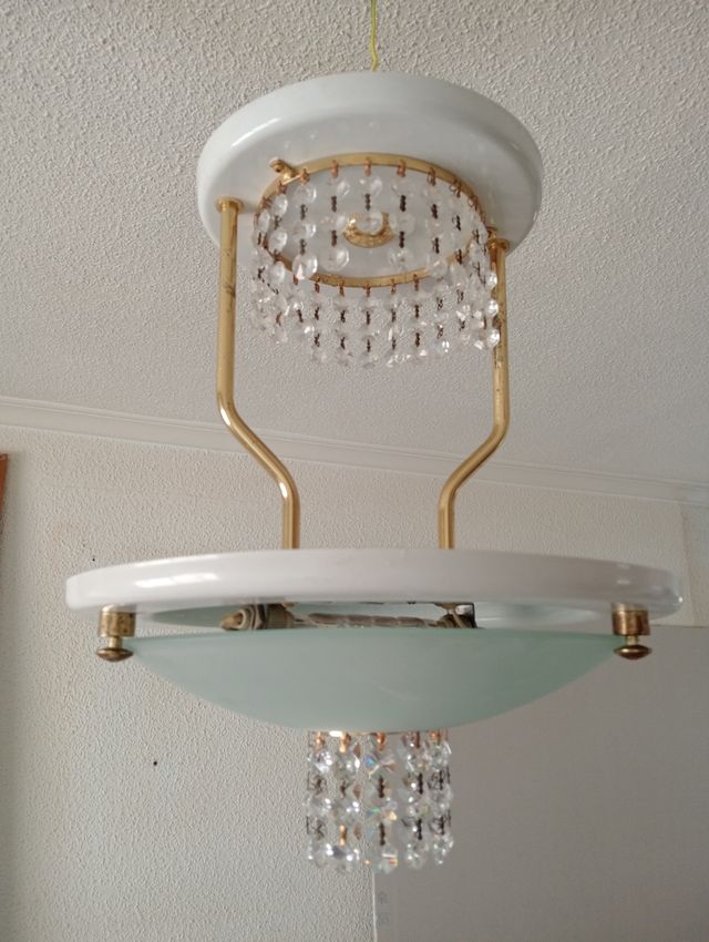 Lámpara de techo de cristal y porcelana