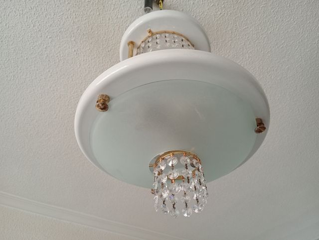 Lámpara de techo de cristal y porcelana