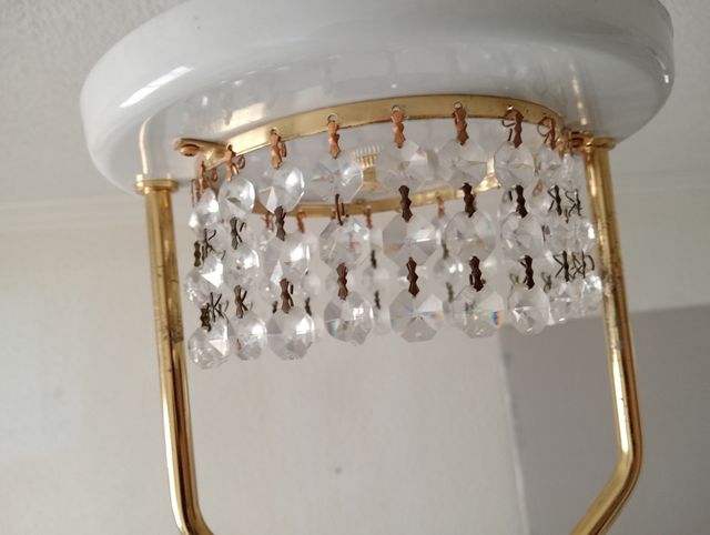 Lámpara de techo de cristal y porcelana