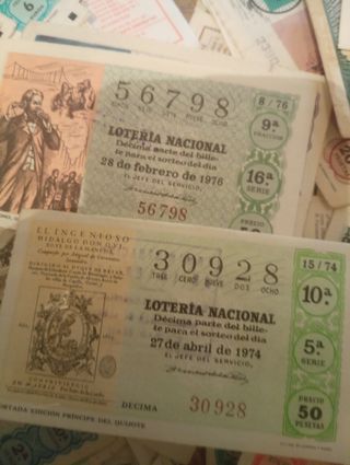 Lotería Nacional Décimos Antiguos