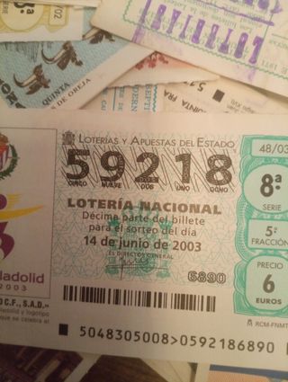 Lotería Nacional Décimos Antiguos