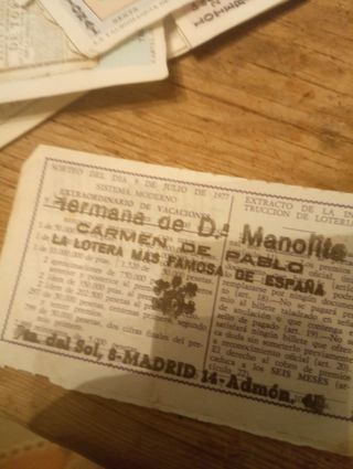 Lotería Nacional Décimos Antiguos