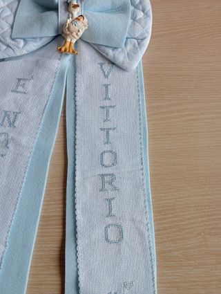 Fiocco nascita azzurro con nome Vittorio