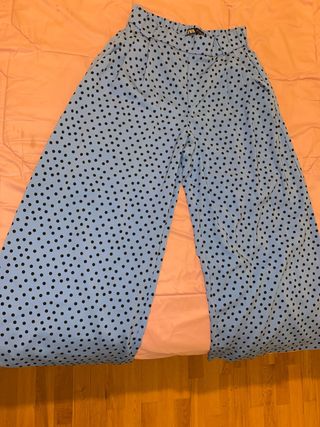 Pantalones Zara Estampado Puntos Azul