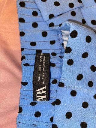 Pantalones Zara Estampado Puntos Azul