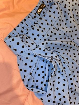 Pantalones Zara Estampado Puntos Azul