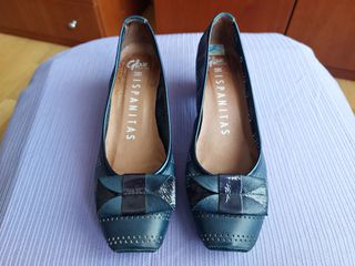 Zapatos Hispanitas de piel azul talla 38 mujer