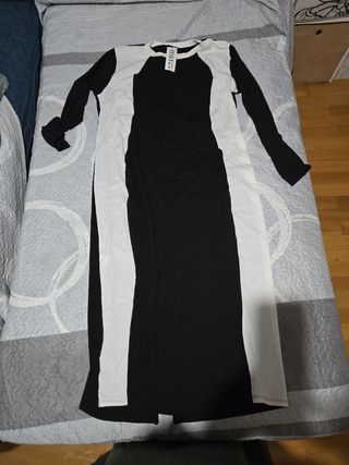Vestido largo bicolor