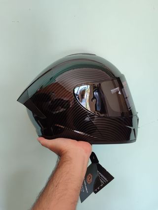 Casco Moto Integral Talla S Negro Pintura Carbono