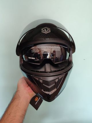 Casco Moto Integral Talla S Negro Pintura Carbono