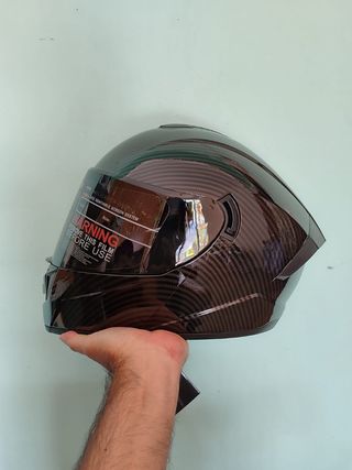 Casco Moto Integral Talla S Negro Pintura Carbono
