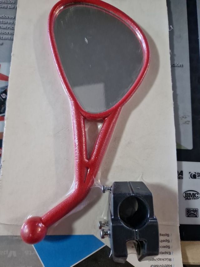 Espejo moto YAMAHA enduro IZQ Rojo Homologado