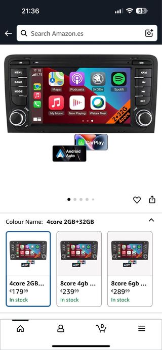 Radio Pantalla para Audi A3 8P S3 RS3