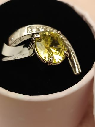 Anillo Acero Circonita Amarillo Coctel